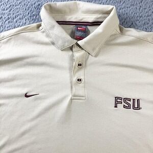 Florida State Seminoles‎ Nike Polo Shirt Mens XL Tan NCAA Football Dry Fit Y2K